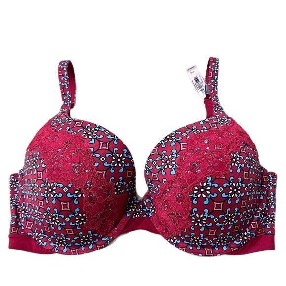 Victoria’s Secret Supersoft Body Push Up Padded lace detail bra maroon 32DD - Picture 3 of 4
